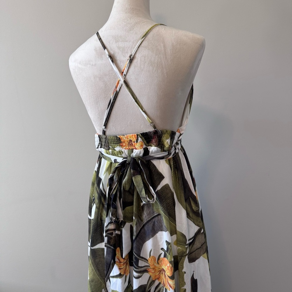 Fashion Nova Boho Tropical Crossback Plunge Maxi Dress L - Picture 9 of 14